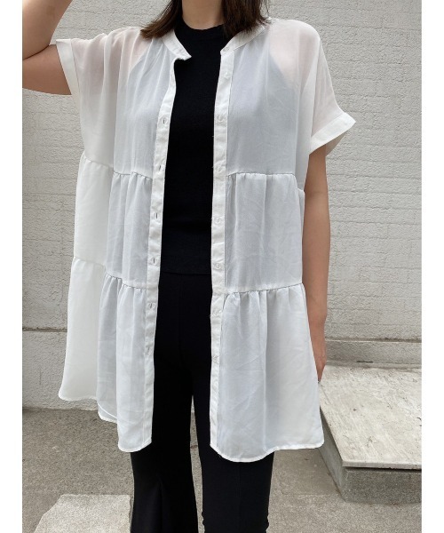 LiSeek（リシーク）の「【LiSeeK】ティアードシフォンブラウス（シャツ/ブラウス・レディース・ホワイト/グレー/ブルー/ブラック・FREE）」の5枚目の写真