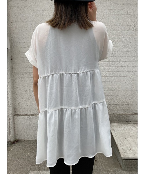 LiSeek（リシーク）の「【LiSeeK】ティアードシフォンブラウス（シャツ/ブラウス・レディース・ホワイト/グレー/ブルー/ブラック・FREE）」の10枚目の写真