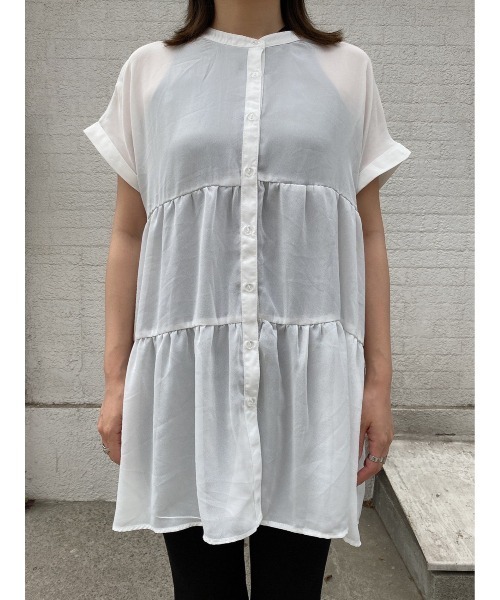 LiSeek（リシーク）の「【LiSeeK】ティアードシフォンブラウス（シャツ/ブラウス・レディース・ホワイト/グレー/ブルー/ブラック・FREE）」の12枚目の写真