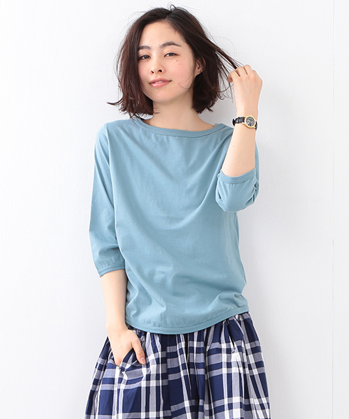 BEAMS BOY(ビームスボーイ)の「【一部予約】BEAMS BOY / 天竺 無地 ボートネック 7分(Tシャツ/カットソー・レディース・ホワイト/グレー/レッド/ブルー系その他/カーキ/ネイビー・ONE SIZE)」の5枚目の写真