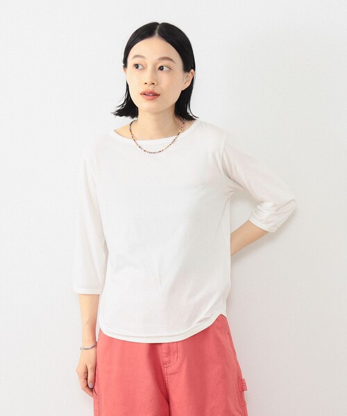 BEAMS BOY(ビームスボーイ)の「【一部予約】BEAMS BOY / 天竺 無地 ボートネック 7分(Tシャツ/カットソー・レディース・ホワイト/グレー/レッド/ブルー系その他/カーキ/ネイビー・ONE SIZE)」の1枚目の写真