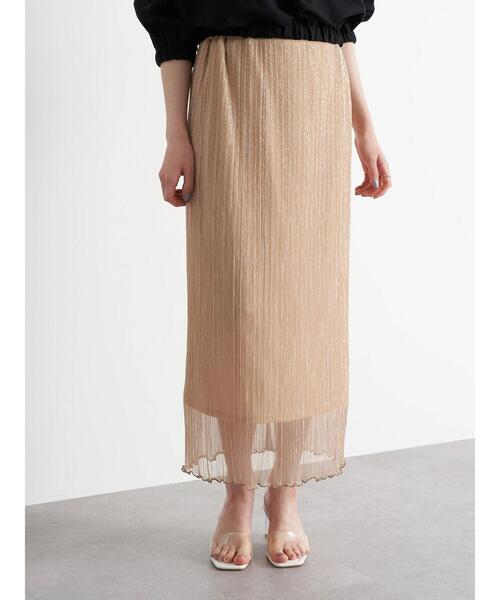 earth music&ecology（アースミュージックアンドエコロジー）の「ランダムプリーツシアーラメスカート ＊（スカート・レディース・オレンジ/ブラック/ライトピンク/シルバー・FREE）」の8枚目の写真