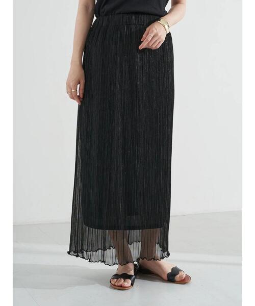 earth music&ecology（アースミュージックアンドエコロジー）の「ランダムプリーツシアーラメスカート ＊（スカート・レディース・オレンジ/ブラック/ライトピンク/シルバー・FREE）」の11枚目の写真