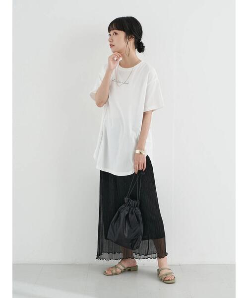 earth music&ecology（アースミュージックアンドエコロジー）の「ランダムプリーツシアーラメスカート ＊（スカート・レディース・オレンジ/ブラック/ライトピンク/シルバー・FREE）」の14枚目の写真