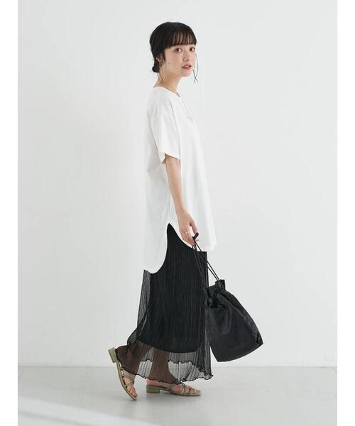 earth music&ecology（アースミュージックアンドエコロジー）の「ランダムプリーツシアーラメスカート ＊（スカート・レディース・オレンジ/ブラック/ライトピンク/シルバー・FREE）」の15枚目の写真