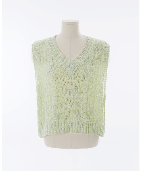 chuu（チュー）の「CHUU パステルサマーニットベスト（Tシャツ/カットソー・レディース・グレー/モカ/ミント/スカイブルー・FREE）」の7枚目の写真