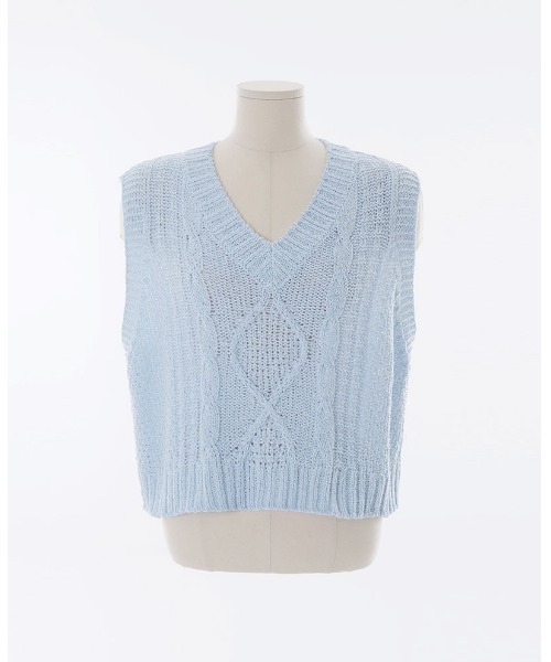 chuu（チュー）の「CHUU パステルサマーニットベスト（Tシャツ/カットソー・レディース・グレー/モカ/ミント/スカイブルー・FREE）」の13枚目の写真