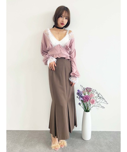 Honey Salon（ハニーサロン）の「Vネックサテンブラウス（シャツ/ブラウス・レディース・ピンク系その他/グレー系その他/ブラック・FREE）」の15枚目の写真