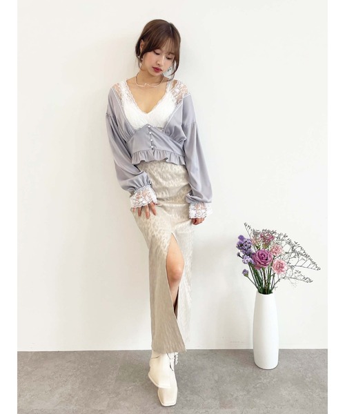 Honey Salon（ハニーサロン）の「Vネックサテンブラウス（シャツ/ブラウス・レディース・ピンク系その他/グレー系その他/ブラック・FREE）」の18枚目の写真