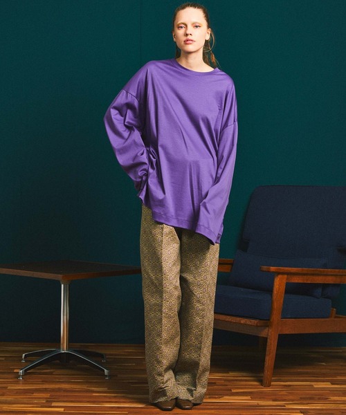 MAISON SPECIAL（メゾンスペシャル）の「《ユニセックスアイテム》ALBINI/アルビニ ヴィヴィッドカラースムースプライムオーバークルーネックロングスリーブTシャツ 【MAISON SPECIAL/メゾンスペシャル】（Tシャツ/カットソー・メンズ・ブラック/パープル/オフホワイト/ピンク/ブルー/グリーン・44/46/48）」の15枚目の写真