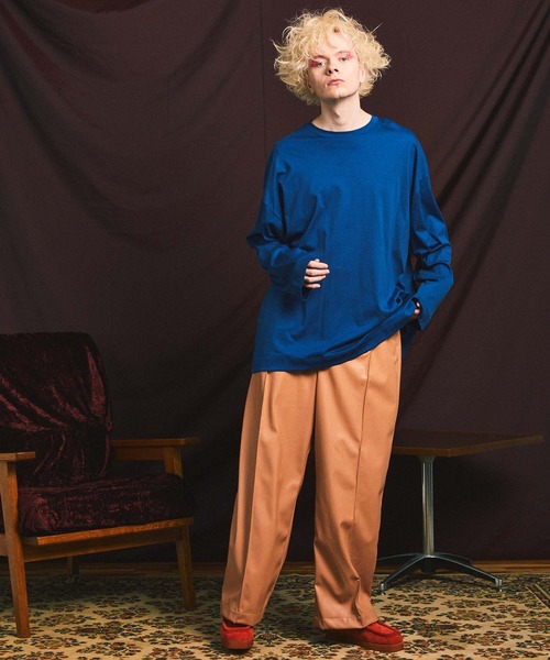 MAISON SPECIAL（メゾンスペシャル）の「《ユニセックスアイテム》ALBINI/アルビニ ヴィヴィッドカラースムースプライムオーバークルーネックロングスリーブTシャツ 【MAISON SPECIAL/メゾンスペシャル】（Tシャツ/カットソー・メンズ・ブラック/パープル/オフホワイト/ピンク/ブルー/グリーン・44/46/48）」の14枚目の写真