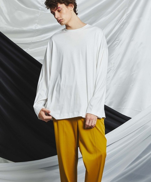 MAISON SPECIAL（メゾンスペシャル）の「《ユニセックスアイテム》ALBINI/アルビニ ヴィヴィッドカラースムースプライムオーバークルーネックロングスリーブTシャツ 【MAISON SPECIAL/メゾンスペシャル】（Tシャツ/カットソー・メンズ・ブラック/パープル/オフホワイト/ピンク/ブルー/グリーン・44/46/48）」の20枚目の写真