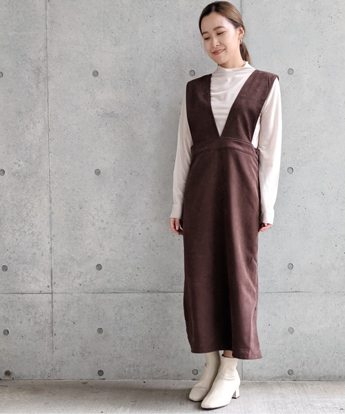 Per sist ence（パーシエンス）の「Per sist ence/パーシエンス　起毛ツイル ジャンパースカート（ジャンパースカート・レディース・ブラック/ブラウン/アイボリー・FREE）」の22枚目の写真