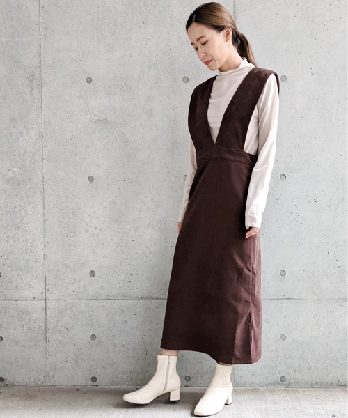 Per sist ence（パーシエンス）の「Per sist ence/パーシエンス　起毛ツイル ジャンパースカート（ジャンパースカート・レディース・ブラック/ブラウン/アイボリー・FREE）」の21枚目の写真