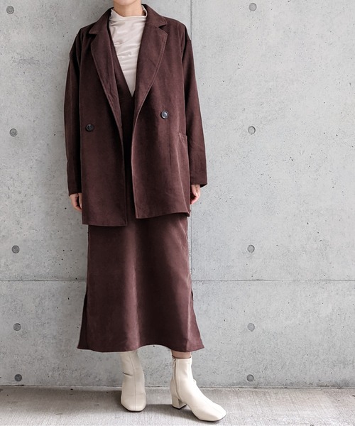 Per sist ence（パーシエンス）の「Per sist ence/パーシエンス　起毛ツイル ジャンパースカート（ジャンパースカート・レディース・ブラック/ブラウン/アイボリー・FREE）」の14枚目の写真