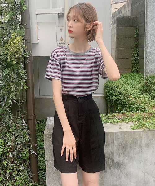 Voyage titty&Co.PETIT（ボヤージュティティアンドコープチ）の「【Voyage titty&Co.】マルチボーダーTee（Tシャツ/カットソー・レディース・ブラウン/グリーン/レッド・FREE）」の9枚目の写真