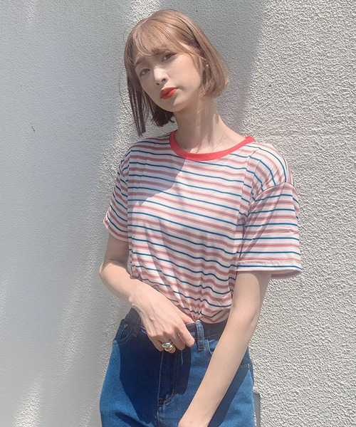 Voyage titty&Co.PETIT（ボヤージュティティアンドコープチ）の「【Voyage titty&Co.】マルチボーダーTee（Tシャツ/カットソー・レディース・ブラウン/グリーン/レッド・FREE）」の15枚目の写真