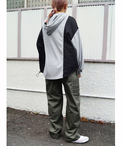 179/WG(イチナナキュウダブルジー)の「ドッキングフードプルオーバー(パーカー・レディース・グレー/オフホワイト/グリーン・FREE)」の13枚目の写真
