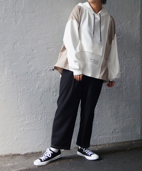 179/WG(イチナナキュウダブルジー)の「ドッキングフードプルオーバー(パーカー・レディース・グレー/オフホワイト/グリーン・FREE)」の15枚目の写真