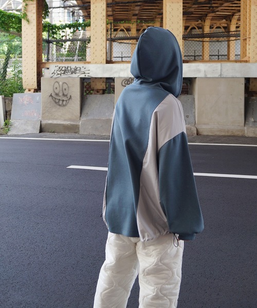 179/WG(イチナナキュウダブルジー)の「ドッキングフードプルオーバー(パーカー・レディース・グレー/オフホワイト/グリーン・FREE)」の9枚目の写真