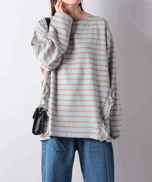 fredy repit(フレディレピ)の「OEバスクボーダー フリルBigTシャツ(Tシャツ/カットソー・レディース・ホワイト系その他4/ブラック系その他3/ブルー系その他3/レッド系その他3・38)」の3枚目の写真