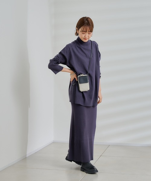 DouDou(ドゥドゥ)の「ニットアップポケット付リブスカート(スカート・レディース・オフホワイト/チャコールグレー/グリーン・FREE)」の14枚目の写真