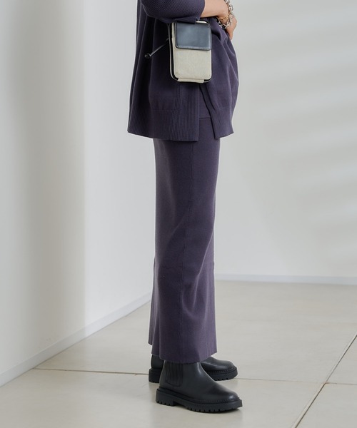 DouDou(ドゥドゥ)の「ニットアップポケット付リブスカート(スカート・レディース・オフホワイト/チャコールグレー/グリーン・FREE)」の15枚目の写真