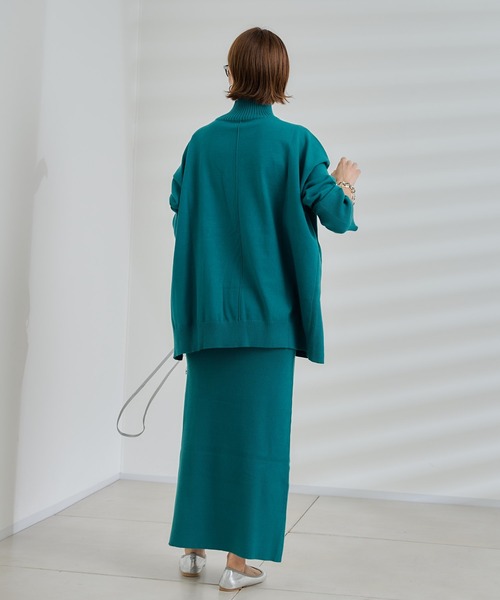 DouDou(ドゥドゥ)の「ニットアップポケット付リブスカート(スカート・レディース・オフホワイト/チャコールグレー/グリーン・FREE)」の16枚目の写真