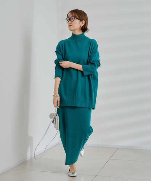 DouDou(ドゥドゥ)の「ニットアップポケット付リブスカート(スカート・レディース・オフホワイト/チャコールグレー/グリーン・FREE)」の11枚目の写真