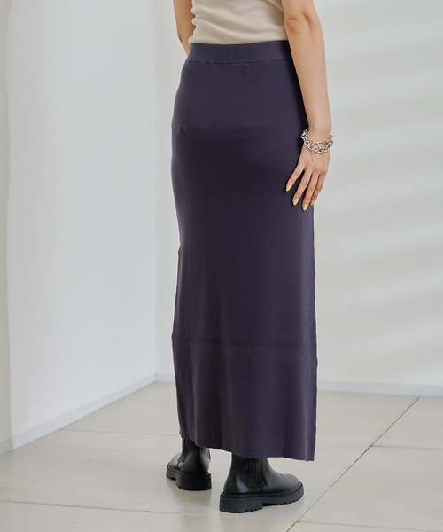 DouDou(ドゥドゥ)の「ニットアップポケット付リブスカート(スカート・レディース・オフホワイト/チャコールグレー/グリーン・FREE)」の18枚目の写真