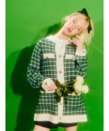 カラーツイードビッグカーディガン