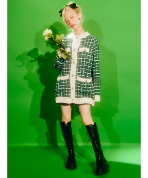 WC(ダブル シー)の「カラーツイードビッグカーディガン(カーディガン/ボレロ・レディース・ピンク/グリーン・FREE)」の7枚目の写真