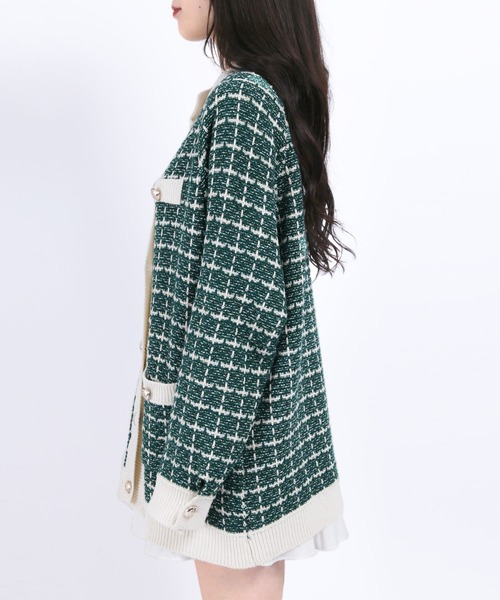 WC(ダブル シー)の「カラーツイードビッグカーディガン(カーディガン/ボレロ・レディース・ピンク/グリーン・FREE)」の10枚目の写真