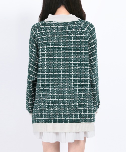 WC(ダブル シー)の「カラーツイードビッグカーディガン(カーディガン/ボレロ・レディース・ピンク/グリーン・FREE)」の5枚目の写真