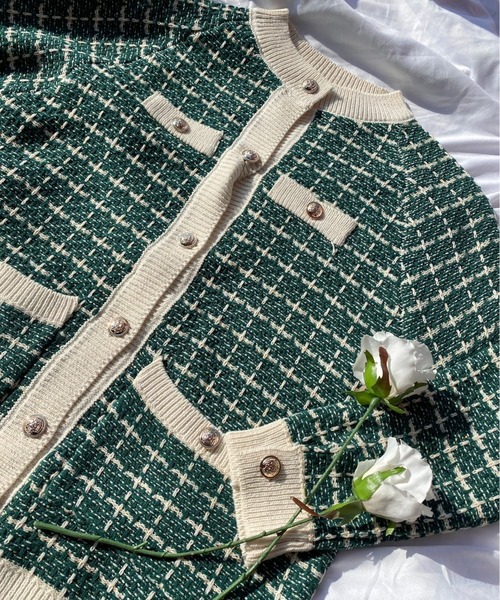 WC(ダブル シー)の「カラーツイードビッグカーディガン(カーディガン/ボレロ・レディース・ピンク/グリーン・FREE)」の12枚目の写真