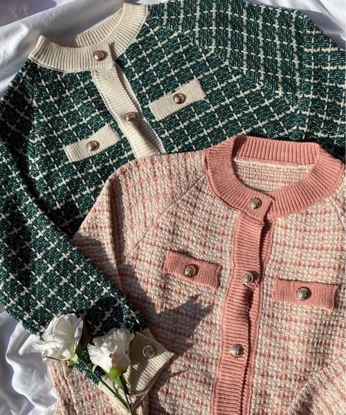 WC(ダブル シー)の「カラーツイードビッグカーディガン(カーディガン/ボレロ・レディース・ピンク/グリーン・FREE)」の11枚目の写真