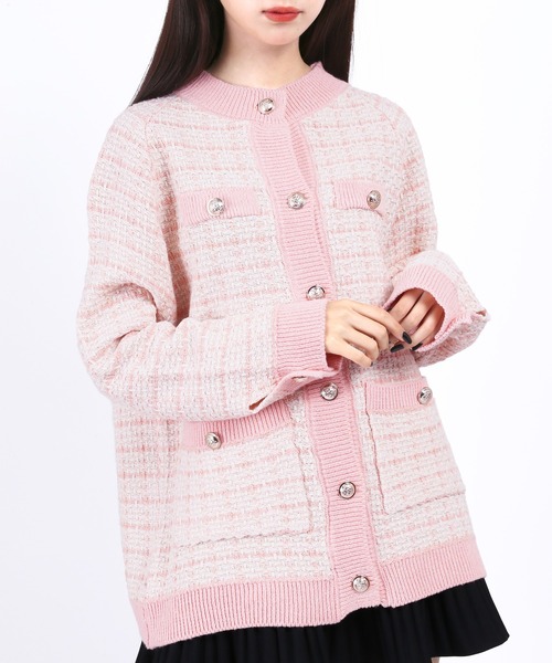 WC(ダブル シー)の「カラーツイードビッグカーディガン(カーディガン/ボレロ・レディース・ピンク/グリーン・FREE)」の13枚目の写真