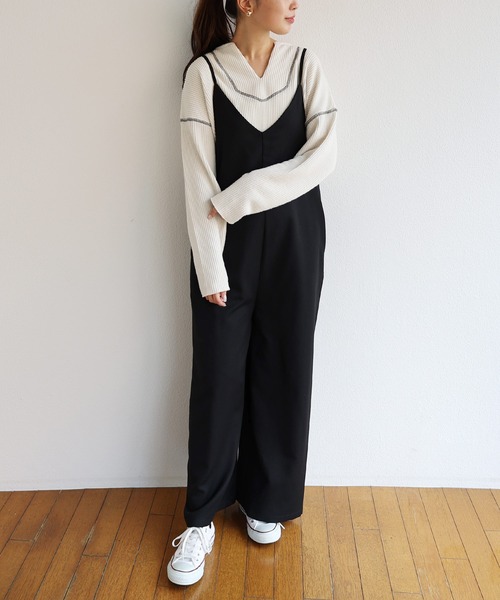 andme（アンドミー）の「起毛ワッフル長袖2wayキーネックTシャツ トップス（Tシャツ/カットソー・レディース・チャコールグレー/ベージュ/パープル/アイボリー・M）」の22枚目の写真