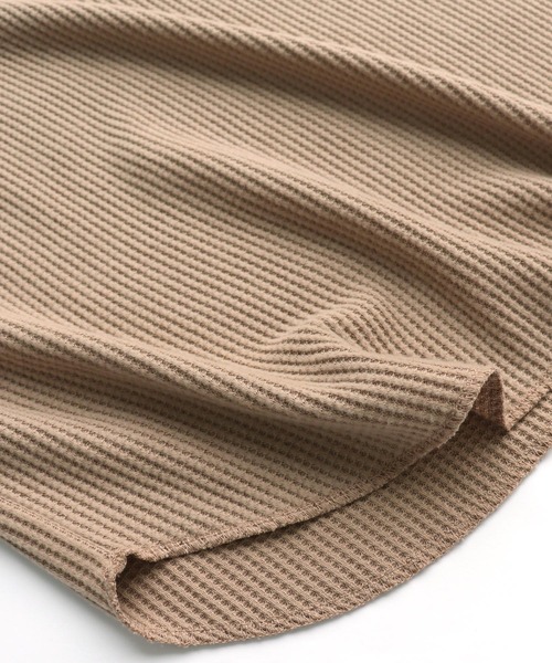 andme（アンドミー）の「起毛ワッフル長袖2wayキーネックTシャツ トップス（Tシャツ/カットソー・レディース・チャコールグレー/ベージュ/パープル/アイボリー・M）」の9枚目の写真