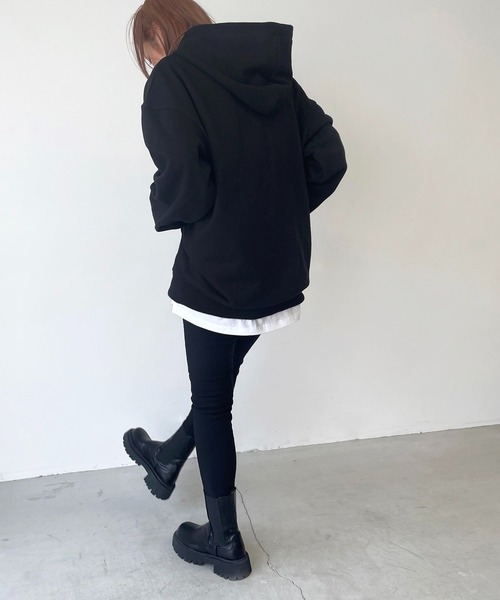 CANAL JEAN（キャナルジーン）の「PEACE OUT ENJOY(ピースアウトエンジョイ) 裏毛パーカー（パーカー・レディース・ブラック/グレー・ONE SIZE）」の11枚目の写真