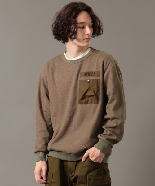 AVIREX（アヴィレックス）の「シャギー サーマル プルオーバー / SHAGGY THERMAL PULLOVER / アヴィレックス / AVIREX（Tシャツ/カットソー・メンズ・オリーブ/サンドベージュ/ブラック・LARGE/XX-LARGE/X-LARGE/MEDIUM）」の3枚目の写真