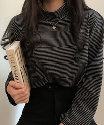 Girly Doll（ガーリードール）の「ハイネックボーダーカットソー（Tシャツ/カットソー）」