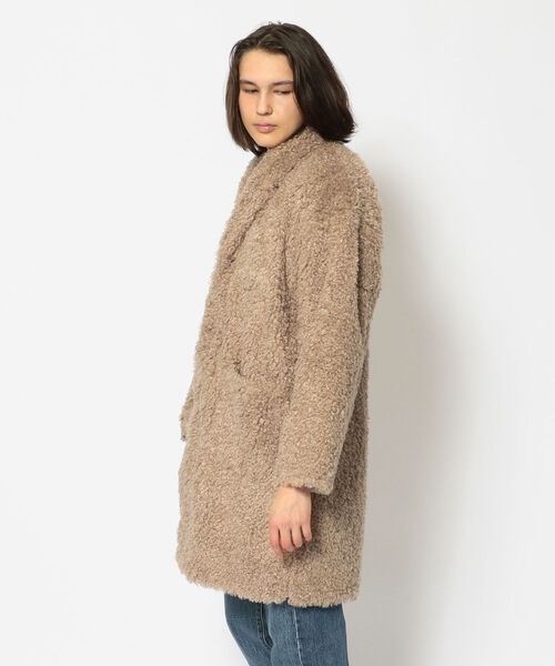 LUSOR（ルーソル）の「LUSOR（ルーソル）クルクルファーコート（ステンカラーコート・メンズ・ベージュ/ブラック・FREE）」の5枚目の写真