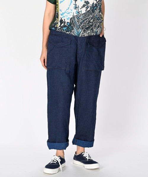 45R（フォーティファイブアール）の「リネンの908イージーセイルパンツ（インディゴ）（カーゴパンツ・レディース・インディゴブルー・SMALL/MEDIUM/LARGE/X-LARGE）」の2枚目の写真