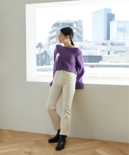 Happy John(ハッピージョン)の「openwork short tops/透かし編みショートトップス(Tシャツ/カットソー・レディース・ホワイト/ブラック/パープル/ブルー・FREE)」の22枚目の写真