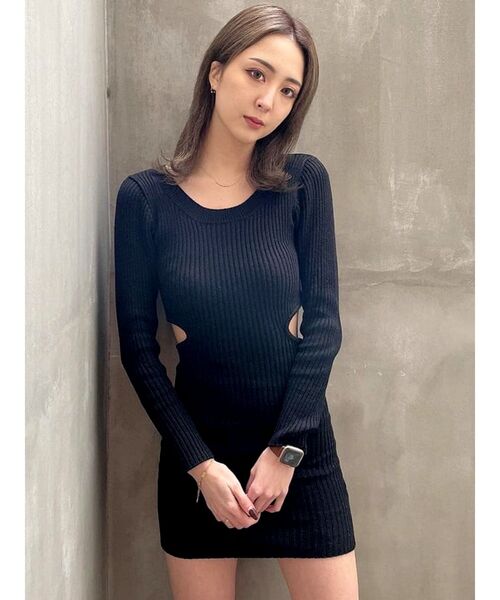 GYDA（ジェイダ）の「デザインオープンリブニットタイトワンピース（ワンピース・レディース・グレー/ブラック/ベージュ・FREE）」の12枚目の写真