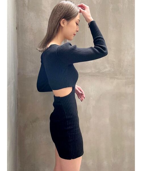 GYDA（ジェイダ）の「デザインオープンリブニットタイトワンピース（ワンピース・レディース・グレー/ブラック/ベージュ・FREE）」の13枚目の写真