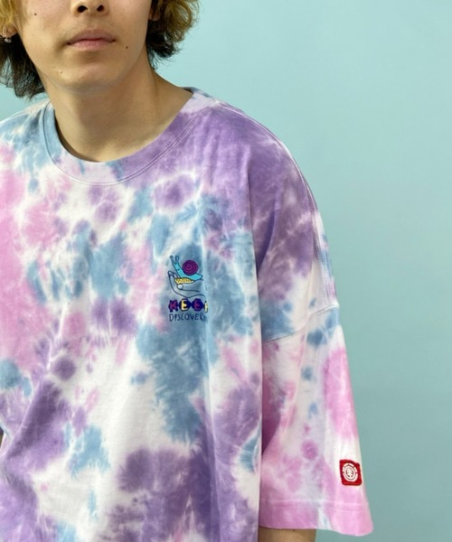 ELEMENT(エレメント)の「ELEMENT/エレメント オーバーサイズ タイダイ柄 バックプリントTシャツ BC021-265(Tシャツ/カットソー・メンズ・ホワイト/ブラック/パープル・M/L/XL)」の14枚目の写真