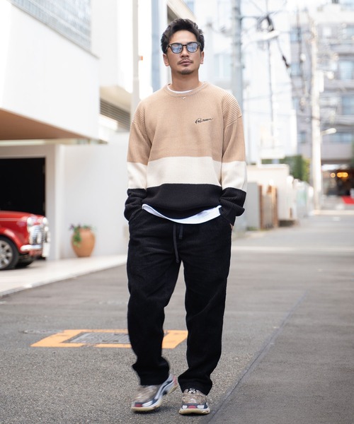 #Re:room(リルーム)の「ロゴエンブロイダリーマルチカラービッグクルーニット(ニット/セーター・メンズ・ベージュ/ホワイト/グレー・M-L/S-M)」の10枚目の写真