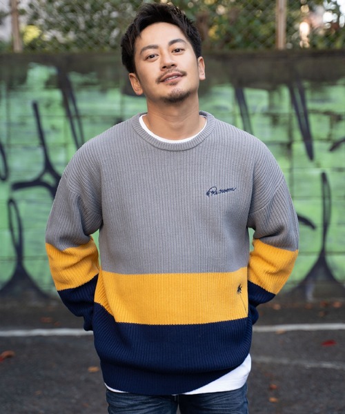 #Re:room(リルーム)の「ロゴエンブロイダリーマルチカラービッグクルーニット(ニット/セーター・メンズ・ベージュ/ホワイト/グレー・M-L/S-M)」の19枚目の写真